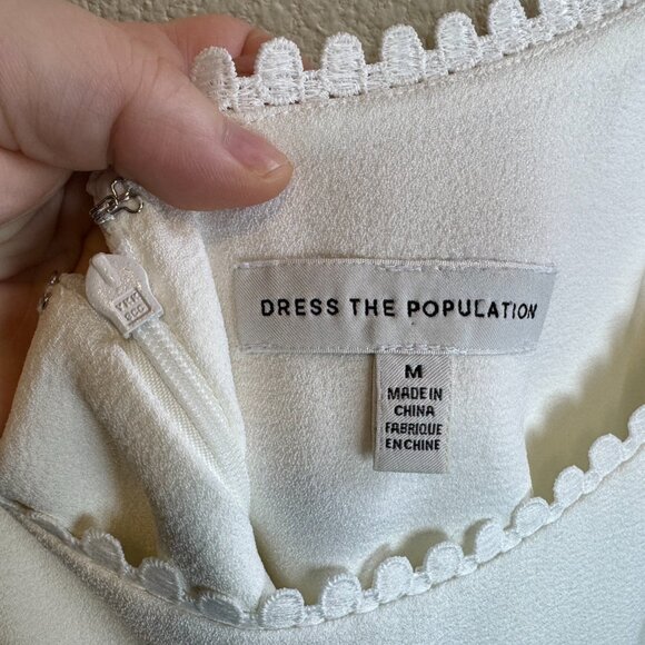 Dress the Population White Midi Dress Spaghetti Strap Slit Size M - Picture 6 of 6